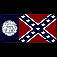 OLD Georgia State Flag Plate Aluminum