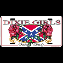 17070-4532 Aluminium Car Tag Dixie Girls w/ Roses