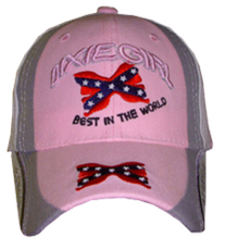 Cap 3D Embroidered Dixie Girls Best in The World Battle Flag Bow Pink 